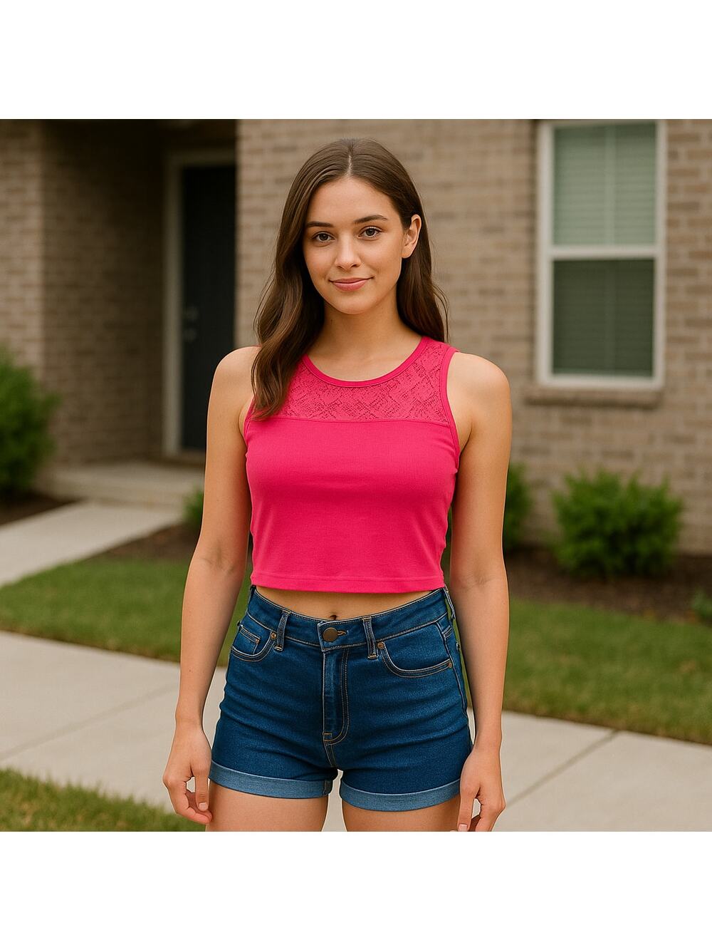 Aeropostale Crop Top Map to Mars Pink Lace